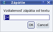 Odsadenie zápätia od textu