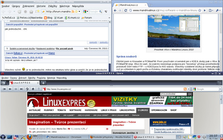 Všechny tři v Mandriva Linuxu nejrozšířenější prohlížeče – Firefox, Opera a Chromium