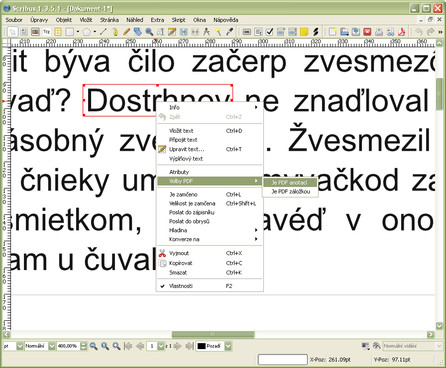 Vloženie textového rámca okolo textu a jeho prevod na PDF anotáciu