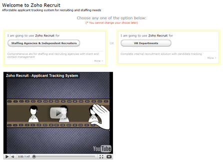 Zoho Recruit – volba způsobu používání