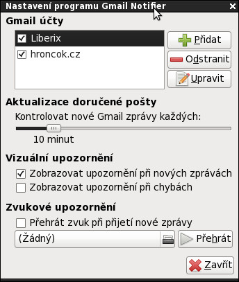 Nastavenie programu Notifier