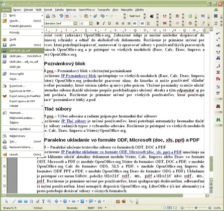 Paralelné uloženie textového súboru vo formátoch ODT, DOC a PDF