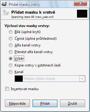 Okno pro nastavení parametrů masky vrstvy