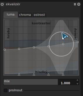 Nastavení ekvalizéru, karta luma ovlivňuje jasovou složku snímku