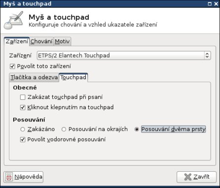Nastavení myši a touchpadu