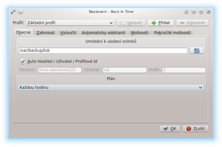 Zálohovací nástroj Back In Time – nastavení