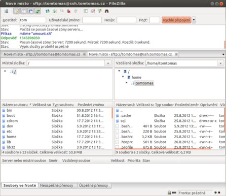 Oblíbený klient FileZilla