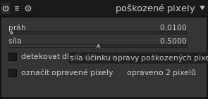 Po zapnutí modulu se dozvíte, kolik bylo opraveno poškozených pixelů