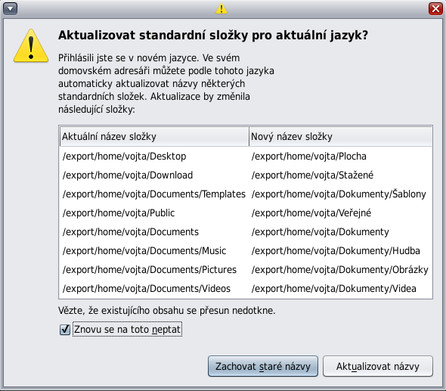 Přejmenování názvů adresářů do češtiny