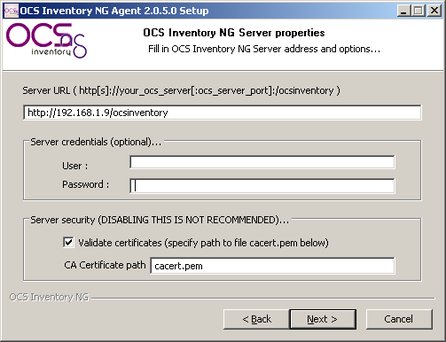 OCS Inventory NG Server properties?