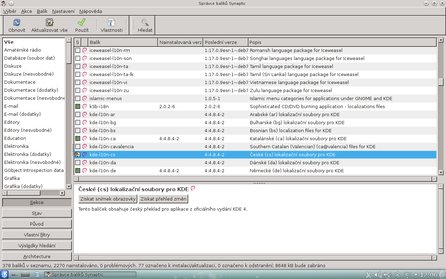 … další české lokalizační balíčky doinstalujete dodatečně
