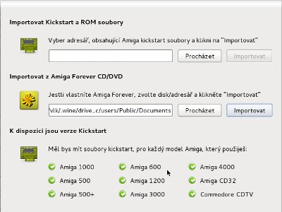 Dostupné emulace z Amiga Forever – Plus Edition