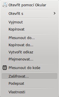 Kontextová nabídka souboru v programu Nautilus