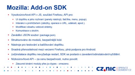 Mozilla Add-on SDK (prezentace Martina Straky)