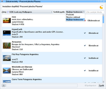 Výběr tapet na serveru KDE Look