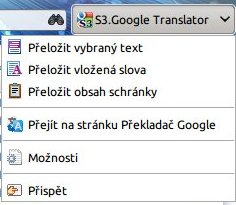 Rozbalovací tlačítko rozšíření v tlačítkové liště