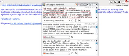 Rozšíření S3.Google Translator v podobě plovoucího okna﻿