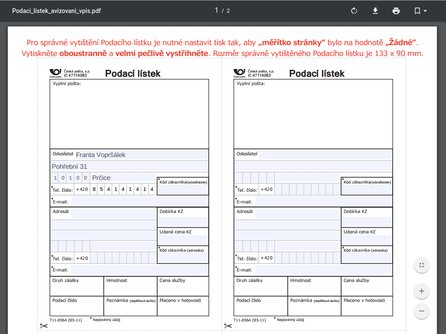 PDF soubor v Chromiu s možností editace formuláře