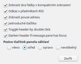 Nastavení rozšíření Compact Header
