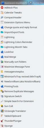 Rozbalovací tlačítko rozšíření Extension Options Menu