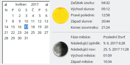 Kalendář východu a západu Slunce a Měsíce
