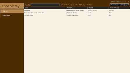 ChocolateyGUI: Seznam balíčků k aktualizaci ve vašem PC