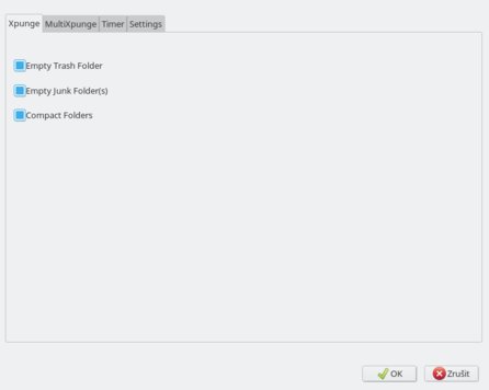 Záložka Xpunge okna Xpunge Preferences