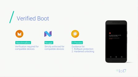Verified Boot v různých verzích systému Android (zdroj: video z Google I/O '17)