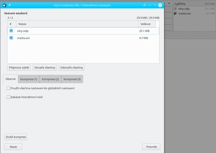 Interaktivní režim komprese v akci