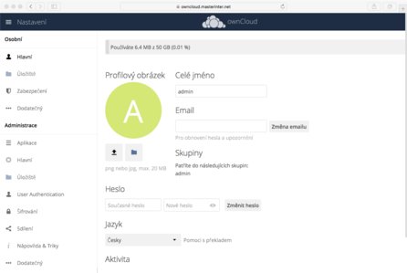 Obr. 2: Webové rozhraní pro administraci v Safari
