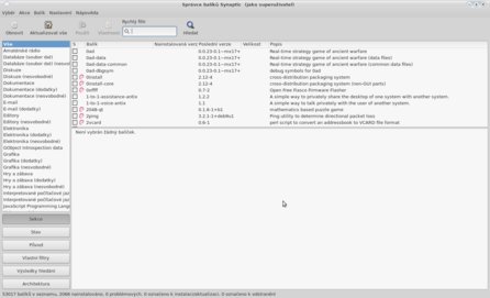 Obr. 2: Základní okno aplikace Synaptic.