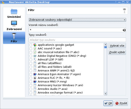Filtr zobrazovaných souborů