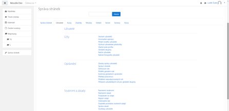 Přehled možností správy stránek Administrátora/Správce LMS Moodle