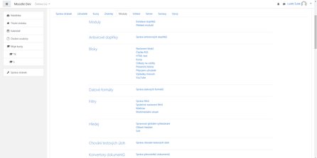 Přehled modulů LMS Moodle z pohledu Administrátora/Správce