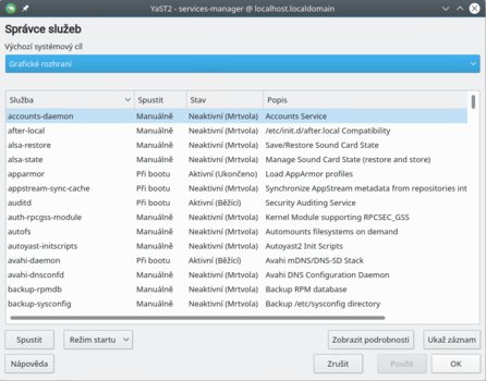YaST - Správce služeb