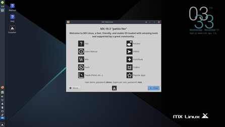 Úvodné okno distribúcie MX Linux 19.3