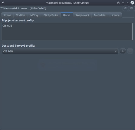 Výběr barevného profilu ve vlastnostech dokumentu
