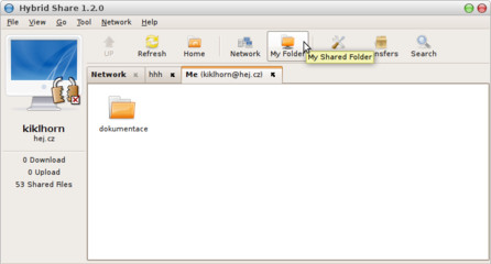 Soubory ke sdílení můžete přetáhnout myší na kartu My Folder
