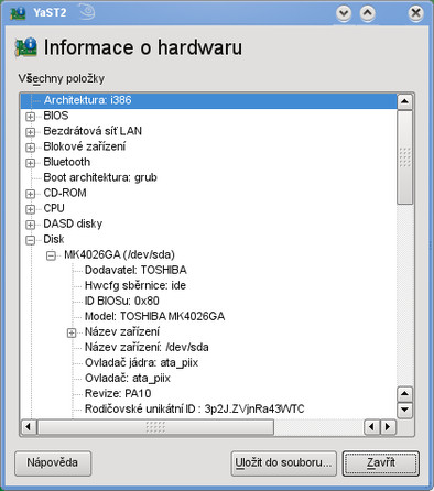 Informace o hardwaru