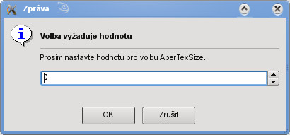 Dialog pro zadání hodnoty parametru