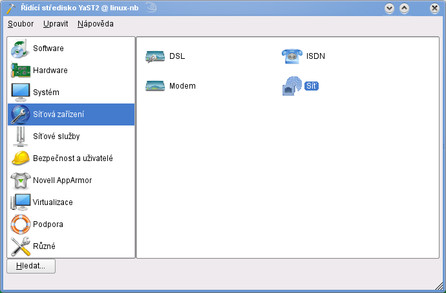 Síťová zařízení v programu YaST2