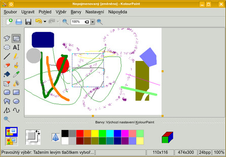 Ilustrace prakticky všech možností jednoduchého editoru KolourPaint