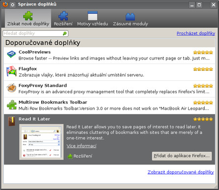 Získat nové doplňky do Mozilla Firefoxu