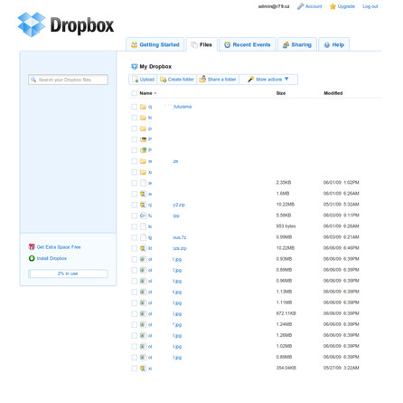 Dropbox: Webové rozhraní za jedna