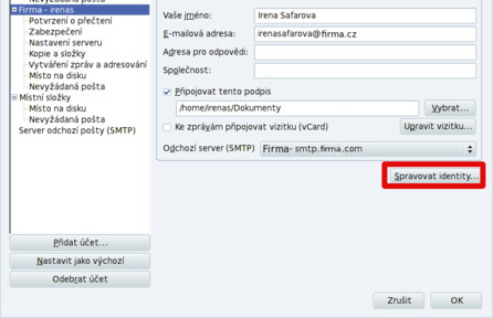 Spravování identit přidává další odesílací adresy