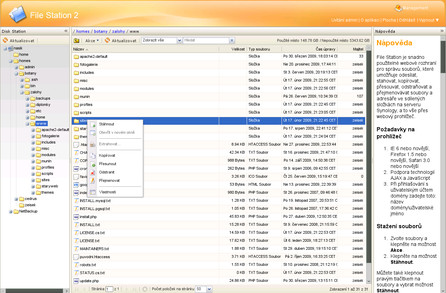 Webový správce souborů umí to, co byste od něj očekávali: hromadný upload i download a všechny běžné operace