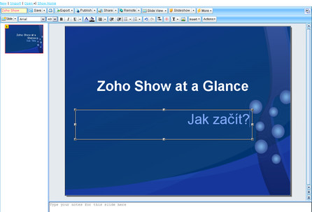 Zoho Show - tvorba prezentace