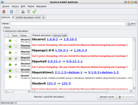 Grafický správce balíků Aptitude