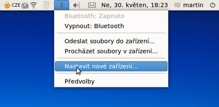 Výběr nabídky Nastavit nové zařízení
