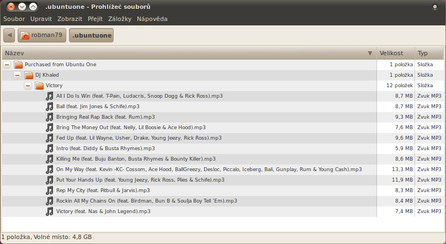 Mp3 soubory v adresáři .ubuntuone